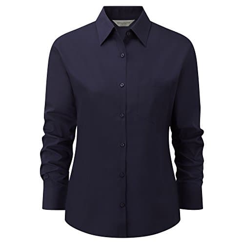 Image of Russell Collection Ladies/Womens Long Sleeve Shirt (L) (French Navy)