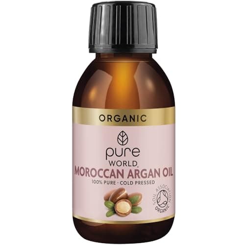 Image of Pure World Organic Moroccan Argan Oil 100ml, 100% Pure and Cold Pressed Premium Argan Oil for Face Skin and Nails Moisturiser