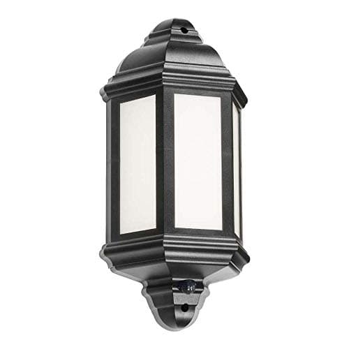 Image of Knightsbridge LANT4 Half Wall Lantern with PIR, Polycarbonate, 8 W, Black
