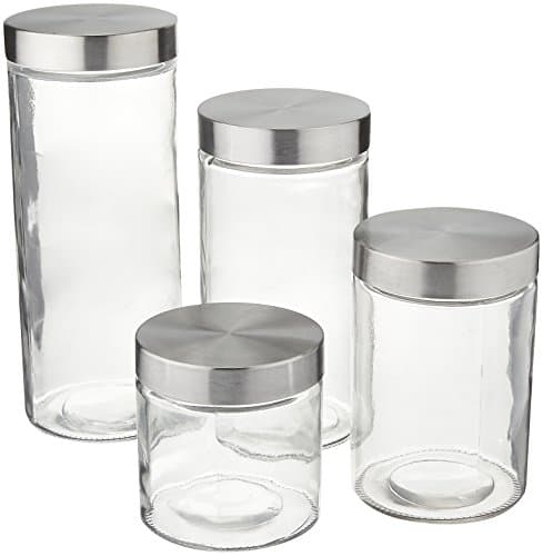 Image of Anchor Hocking Callista 4-Piece Glass Jars Set with Stainless Steel Lids