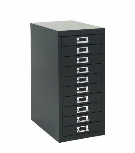 Image of Bisley Steel H2910NL-033 Desktop Cabinet 10 Drawer H590xW279xD380mm - Black