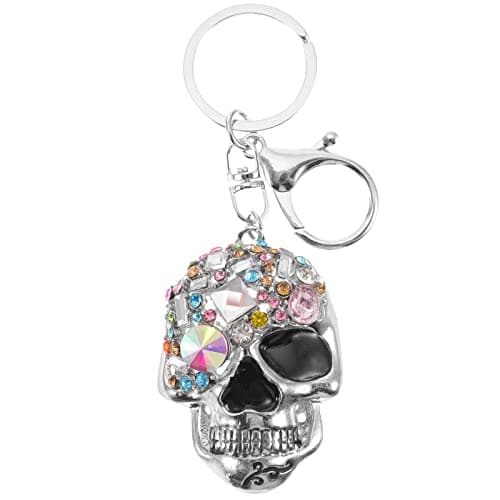 Image of Amosfun Halloween Skull Keychains Skeleton Head Metalcar Keyring Pendant Bag Hanging Pendant for Halloween Accessories Gift Favors