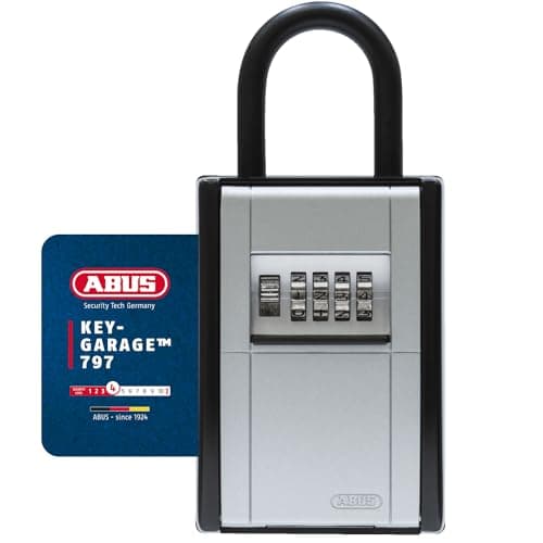 Image of ABUS KeyGarage 797 - Key Box with mounting Bracket - Key Safe for up to 20 Keys or Small valuables - Black-Silver