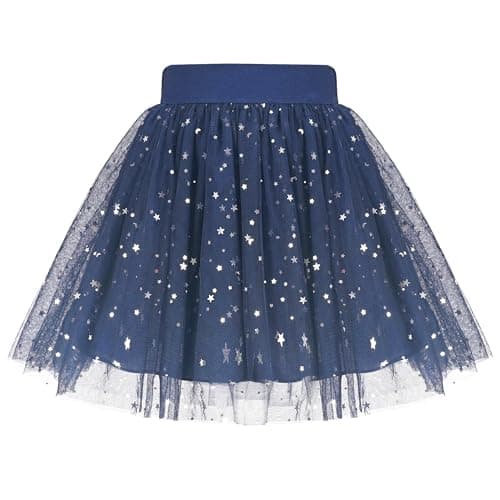 Image of Girls Skirt Navy Blue Moon Star High Waist Sparkling Tutu Dance Tulle Age 11-12 Years