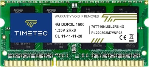 Image of Timetec 4GB DDR3L / DDR3 1600MHz PC3L-12800 / PC3-12800 Non-ECC Unbuffered 1.35V / 1.5V CL11 2Rx8 Dual Rank 204 Pin SODIMM Laptop Notebook PC Computer Memory RAM Module Upgrade