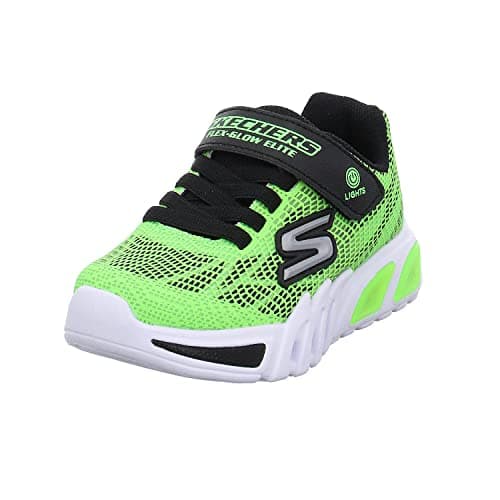 Image of Skechers Boy's Flex Glow Elite Vorlo Sneakers, Lime Synthetic/Black Trim, 12 UK Child