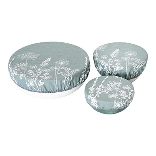 Image of Linen Bowl Covers - Set of Three, duck egg blue. Perfect for covering food can be used in the fridge. A great cling film alternative. Machine washable. Fits bowls, 18, 22 and 30cm diameter.