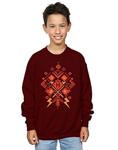 Image of Harry Potter Boys Christmas Fair Isle Sweatshirt 5-6 Years Burgundy