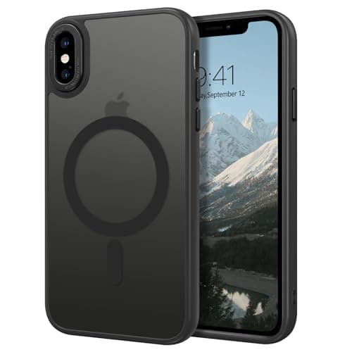 Image of BENTOBEN for iPhone X/XS Phone case with Magnetic [Compatible with MagSafe], Matte Translucent Back Case Anti-Fingerprint for iPhone X iPhone XS, Anti-slip Slim Fit Shockproof Protective Cover Black