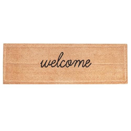 Image of Roseley Large Embossed and Printed Coir Door Mat 40 x 125 cm Extra Long Heavy-Duty Hallway Entrance Runner Non-Slip Eco-Friendly Coconut Fibre for Indoor Outdoor Use [Welcome]