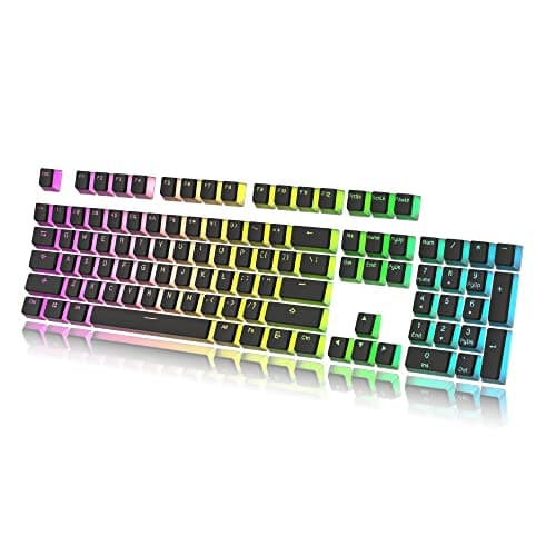 Image of HK Gaming Pudding Keycaps | Doubleshot PBT Keycap Set | Full 108 OEM Profile Key Set | ANSI US-Layout | For Mechanical Keyboard | Compatible with Cherry MX, Gateron, Kailh, Outemu | Black