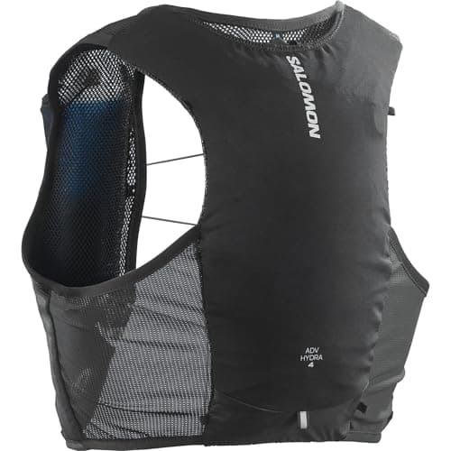 Image of Salomon Hydra 4 Unisex Hydration Vest with 2 Soft Flasks (500ml), Trail Running and Hiking, Black, Extra Small