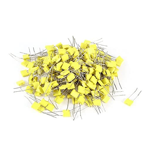 Image of 200 Pcs 100V 0.1uF 100NF Radial Lead Box Type Film Correction Capacitors Yellow(200 Stücke 100-V 0,1 uF 100NF Radial B-leikasten Typ Film Korrekturkondensatoren Gelb Passive Components