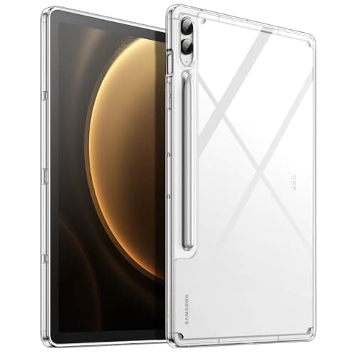 Image of JETech Clear Case for Samsung Galaxy Tab S9 FE Plus 12.4-Inch, Anti-Yellowing Transparent Shockproof Slim Tablet Cover with Hard PC Back and Soft TPU Bumper, Support S Pen Wireless Charging (Clear)