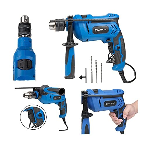 Image of Hammer Drills Bit Sets Rotary 850W Impact Drill Heavy Duty Electric Cored 3000RPM,Hammer & Impact 2 In 1, 360° Rotating Handle,Variable Speed,with 3 Drill Bits and Depth Gauge,for Wood, Steel,Concrete