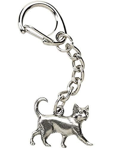Image of Westair Reproductions Ltd Cat Keyring Keychain Bag Purse Charm Pet Feline Kitten Polished Silver Pewter