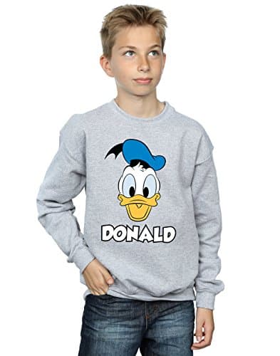 Image of Disney Boys Donald Duck Face Sweatshirt 7-8 Years Sport Grey