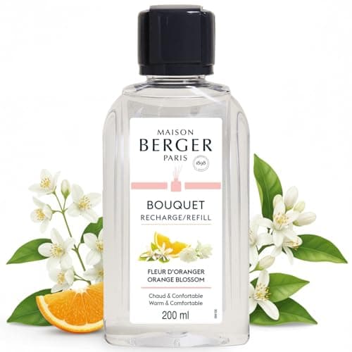 Image of Maison Berger – Reed Diffuser Refill Orange Blossom – Home Fragrance Refill for the Home 200 ml – Made in France – Long-Lasting, Gentle and Continuous Diffusion