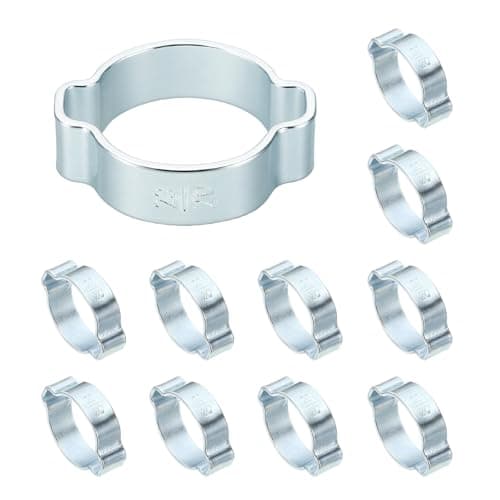 Image of PATIKIL 12 Pcs Double Ear Hose Clamp, 20-23mm Zinc Plated Steel O Clip Crimp Rings, Pipe Clamps for Fuel Petrol Pipe Tube Fitting Connections