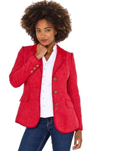 Image of Joe Browns Female Checked Single Breasted Jacket, Regular, Red, UK 10