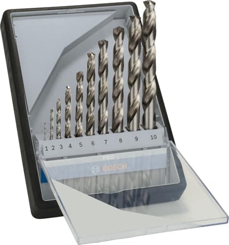 Image of Bosch Professional 10 pcs. HSS-G Metal Drill Bit Set (for metal, Ø 1-10 mm, Robust Line, Accessory Drill Driver)