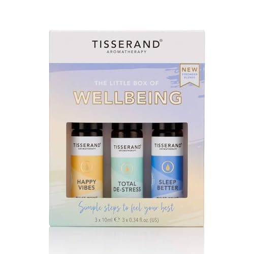Image of Tisserand - The Little Box of Wellbeing - Happy Vibes, Total De-Stress, Sleep Better - 100% Natural Pure Essential Oils - 3x10ml