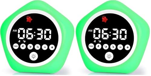 Image of ANNNGUL Kids Alarm Clock, Toddler Sleep Training Clock with Night Lights, Ok to Wake Clock for Children (Pack of 2)