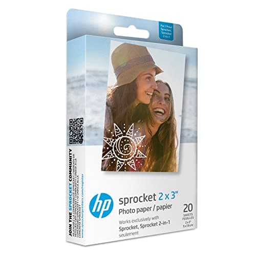 Image of AM HP Sprocket 2x3 (5.1x7.5 cm) Premium Zink Sticky Back Photo Paper, 20 Sheets, Compatible with HP Sprocket Photo Printers