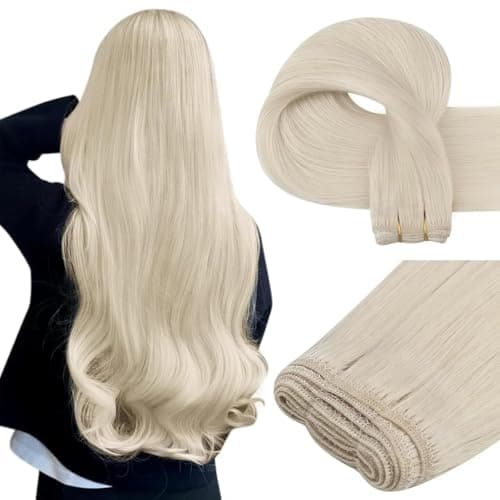 Image of Easyouth Weft Hair Extensions Blonde Hair Extensions for Women UK Invisible Double Weft Silky Texture Reinforced Edges #1000 22 Inch 100g