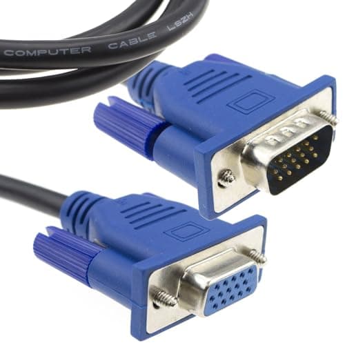 Image of kenable Low Smoke LSZH VGA Extension Cable 15 Pin Male to Female for PC Laptop Monitor TV 5m Black