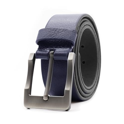 Image of PELLE TORO Explorer Mens Leather Belt, Handmade Belt for Men, Work Casual Belt Leather in Mens Gift Box (Trouser Sizes 32in - 36in, Navy)