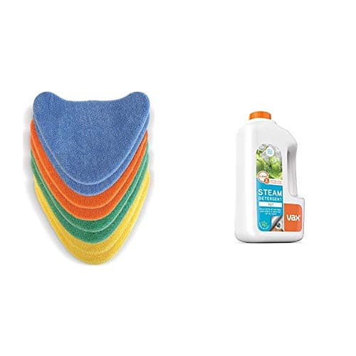 Image of Vax Genuine Total Home 8x Hook and Loop Microfibre Multi-Colour Cleaning Pads (Type 1) & Steam Detergent for Pets - 1 litre
