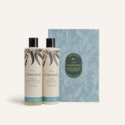 Image of Cowshed Limited Edition Relax Bath & Body Duo - 2 x 300ml - Cruelty-Free Body Wash Skin Care Set | Paraben-Free Body Luxury Bath Sets - Lavender Bath Lotion - Relaxing Bathing Gifts for Women