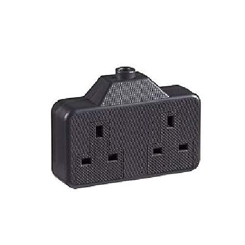 Image of Dencon Trailing Socket 13A 2-Gang Black