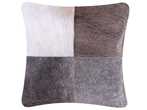 Image of Beliani Cowhide Leather Square Decorative Scatter Pillow Grey Cushion 45 x 45 cm Nellad