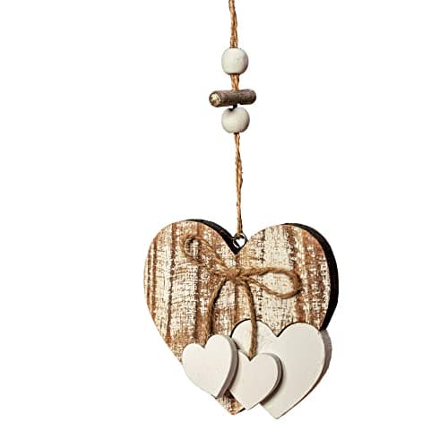 Image of Heart-shaped Wooden Decorative Hanging Handmade Hearts Ornaments for Wedding Party Valentine Christmas Home Decoration Car Decor (#6, 1Pcs)