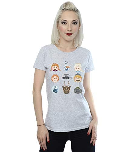 Image of Disney Women's Frozen Heads T-Shirt Large Heather Grey