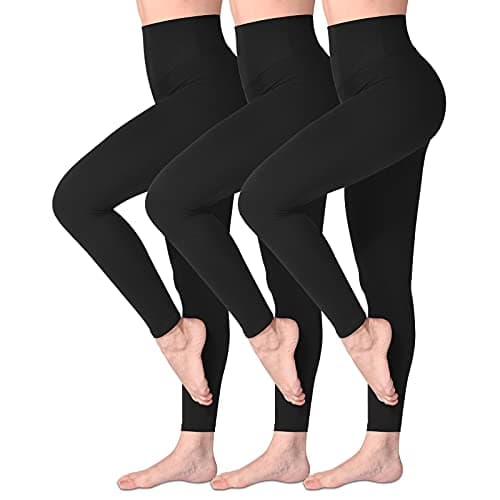 Image of SINOPHANT High Waisted Leggings for Women, Buttery Soft Elastic Opaque Tummy Control Leggings, Plus Size Workout Gym Yoga(Black3,S-M)