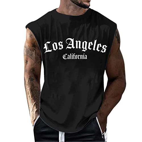 Image of Generisch Men's Outdoor Fitness Loose Summer Casual Printed Sports Vest, black, S