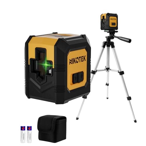 Image of Nikotek Green Laser Level with Tripod, Self-Leveling Bright Green Beam Horizontal and Vertical Cross Line Laser for Home Decoration DIY etc.Carrying Pouch Battery&Tripod Included