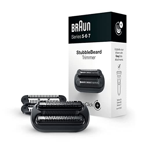 Image of Braun EasyClick Stubble Beard Trimmer Attachment For New Generation Series 5, 6 and 7 Electric Shaver, With Four Different Stubble Lengths, Black