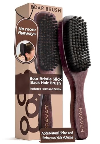 Image of FRAMAR Slick Back Hair Brush Women – Boar Bristle Hair Brush, Slick Back Brush, Boar Bristle Brush, Smoothing Brush, Reduces Frizz and Static, Adds Natural Shine – Brown Velvet
