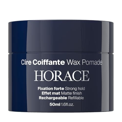 Image of HORACE Hair Wax Pomade for Men – Strong & Long-Lasting Hold – Matte Finish – No Silicones or Mineral Oils – Woody Scent – Refillable, 50 ml