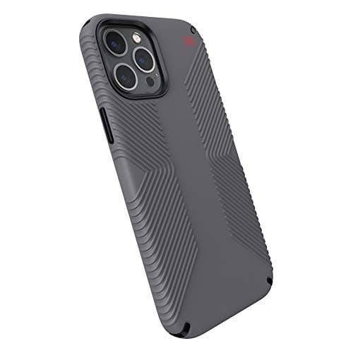 Image of Speck Products Presidio2 Grip iPhone 12 Pro Max Case, Graphite Grey/Graphite Grey/Bold Red
