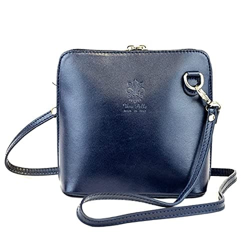 Image of Woodland Leathers Small Vera Pelle Handbag Genuine Leather Cross Body Bag for Women Italian Mini Shoulder Bag Highquality Strap (Navy)