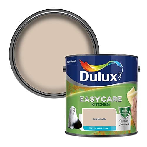 Image of Dulux 500000 Easycare Kitchen Matt Emulsion Paint For Walls And Ceilings - Caramel Latte 2.5L