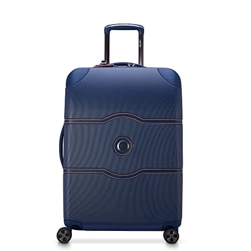 Image of DELSEY PARIS Chatelet Hard+ Hardside Luggage with Spinner Wheels, Navy, Checked-26 Inch Trunk, Chatelet Air 2.0 Hardside Luggage with Spinner Wheels