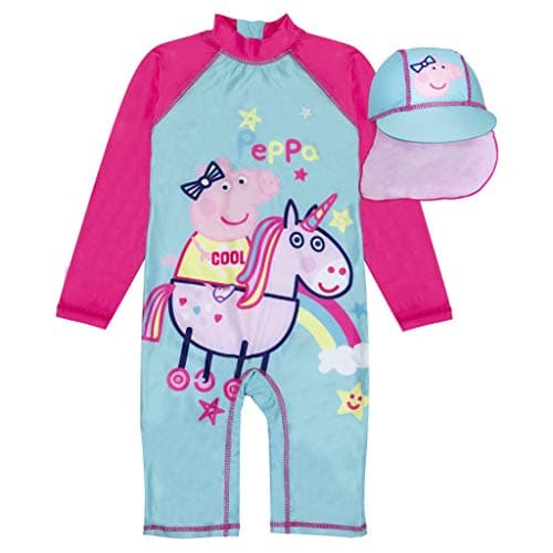 Image of Popgear Baby Girls Peppa Pig Unicorn Baby Girls Sunsafe Swimsuit Multicoloured swimwear, Multicoloured, 18-24 Months UK