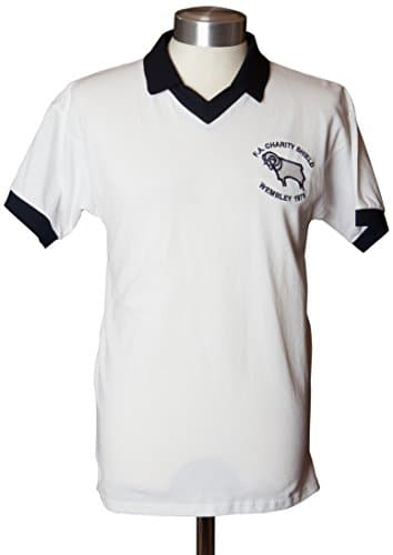 Image of Derby County 1975 Charity Shield Retro Shirt White Medium Cotton