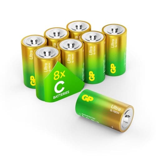 Image of GP C batteries 8 pack 1.5v batteries C Battery size - C Cell battery Pack of 8 also known as 14AU or LR14